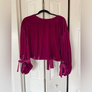 Free People Magenta velvet blouse